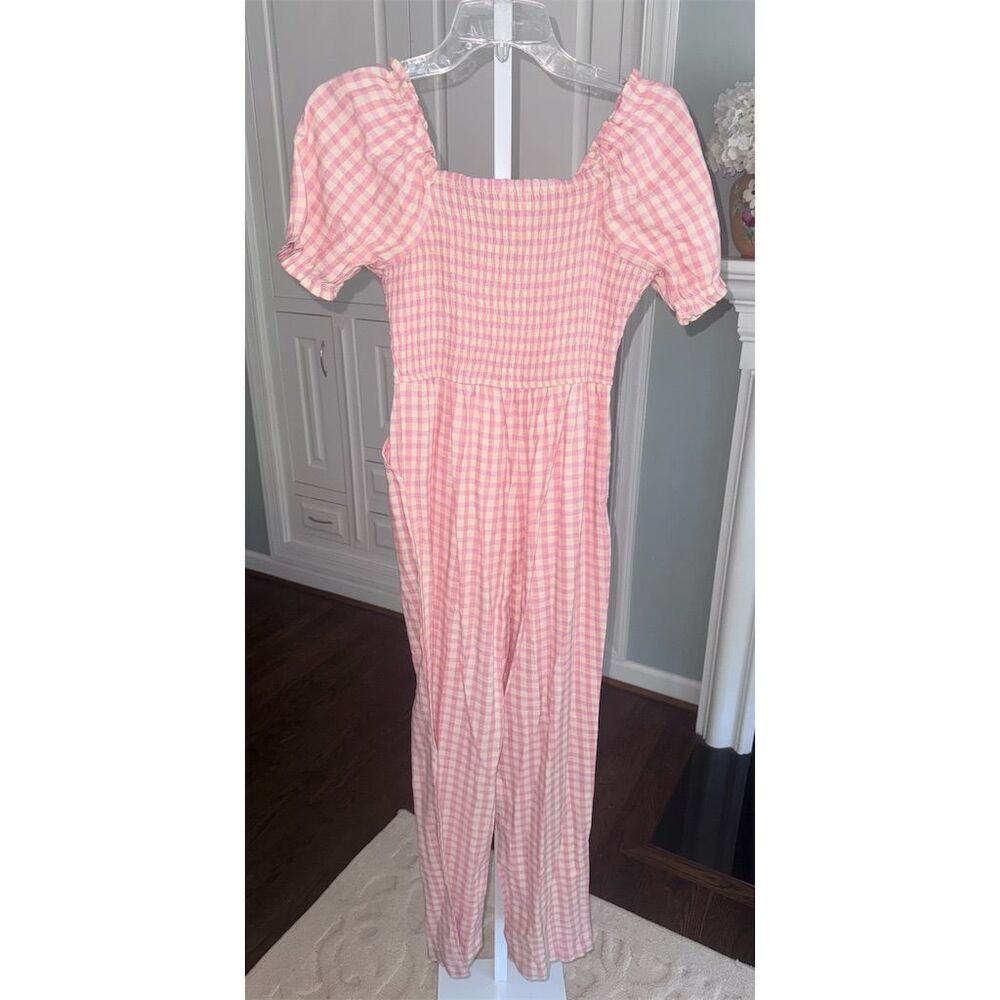Jessica Simpson Women's Pink Gingham Plaid Jumpsuit Size S Casual Cottagecore - Picture 4 of 5
